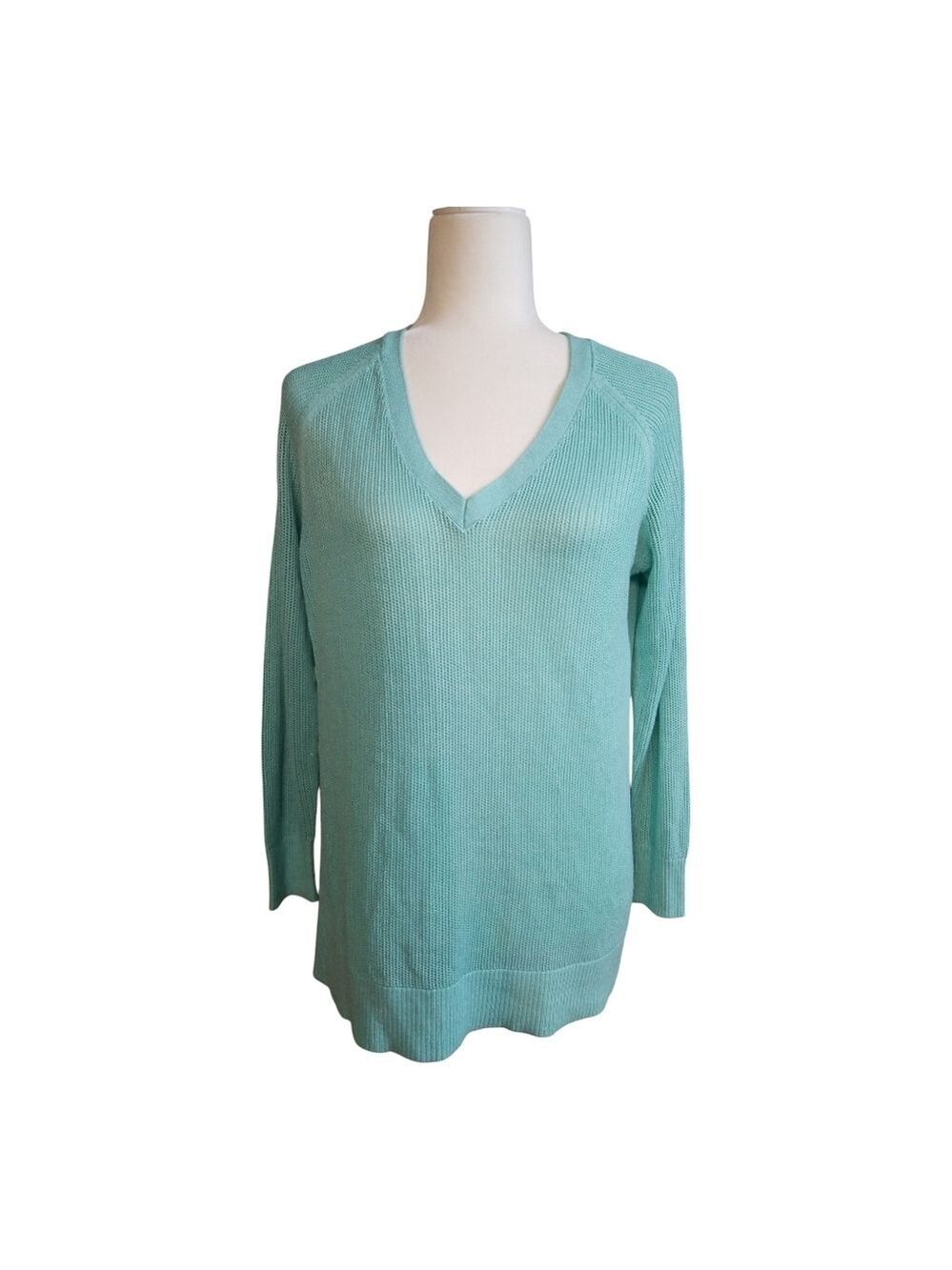Banana Republic Green V-Neck Sweater Lightweight Knit